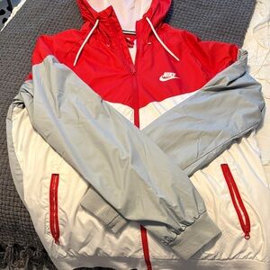 Nike Red and White Hooded Jacket